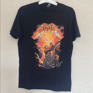 Black Short Sleeve Tee with Fiery Graphic Design